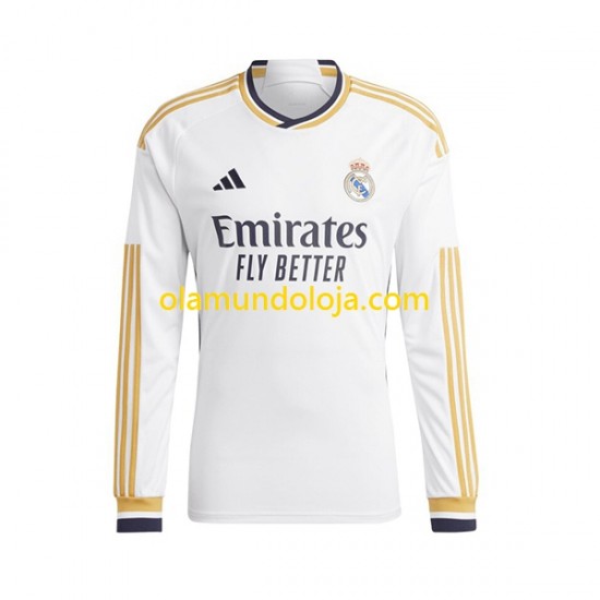 Camisola Real Madrid JOSELU 14 Criança Equipamento Primeiro 2023-2024 Manga Comprida